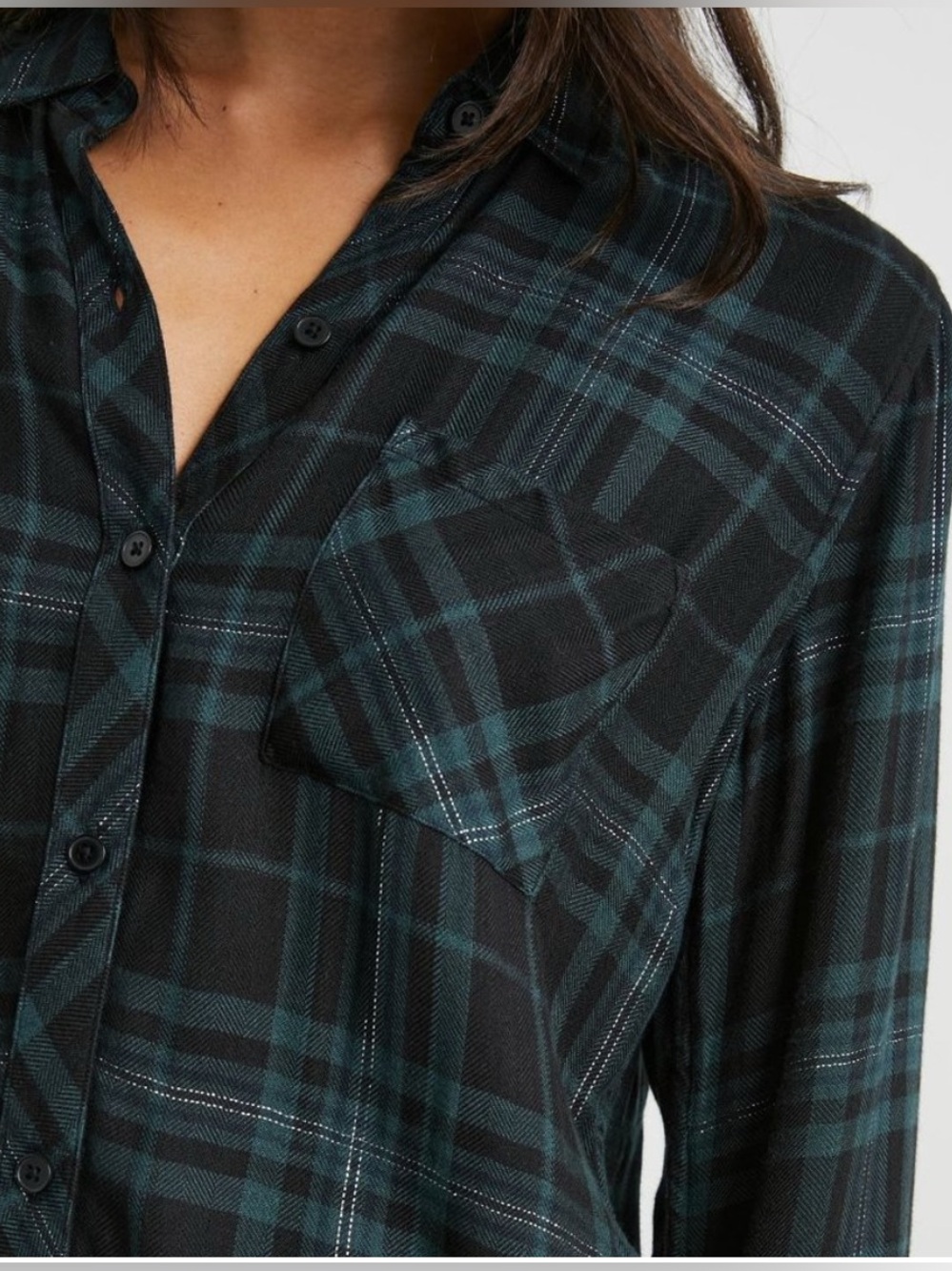 Rails Hunter Plaid Button Down Shirt XL Forest Slate Tinsel Metallic Shimmer